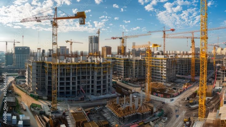 Building structural column steel reinforcements under construction